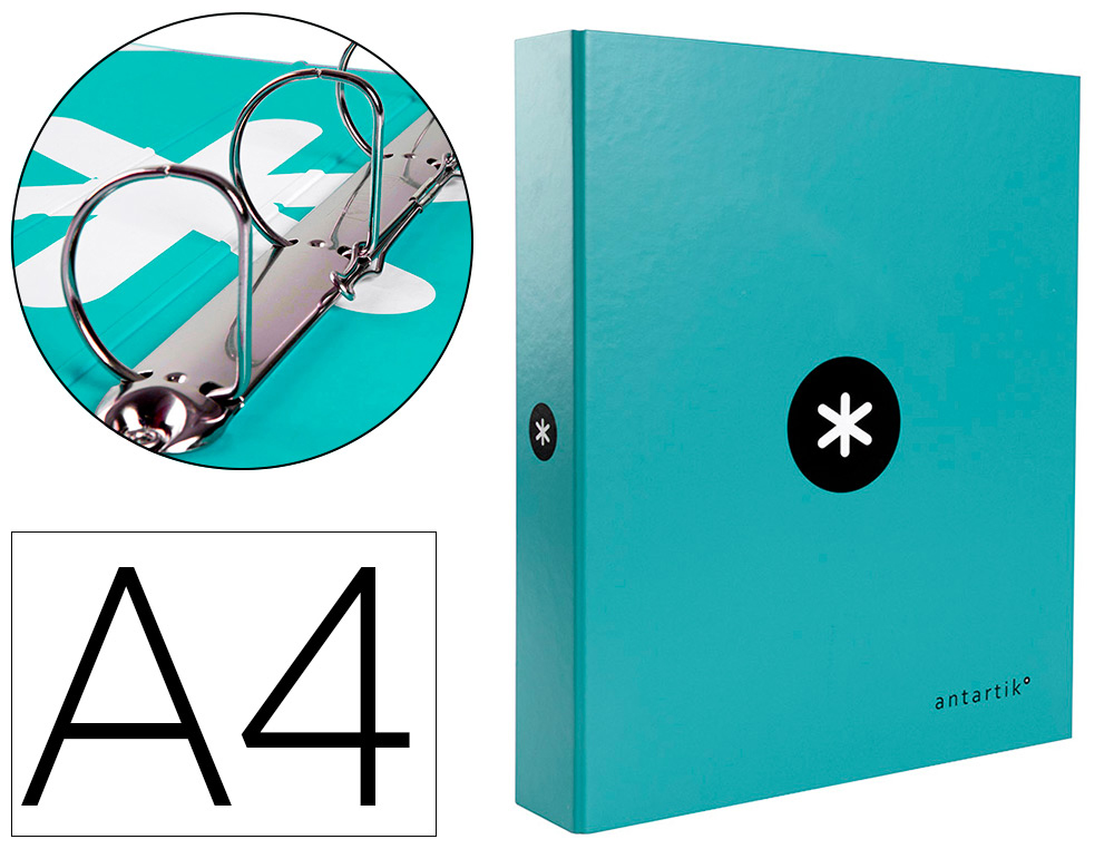CARPETA 4 ANILLAS 40 MM MIXTAS LIDERPAPEL ANTARTIK A4 FORRADA COLOR MENTA