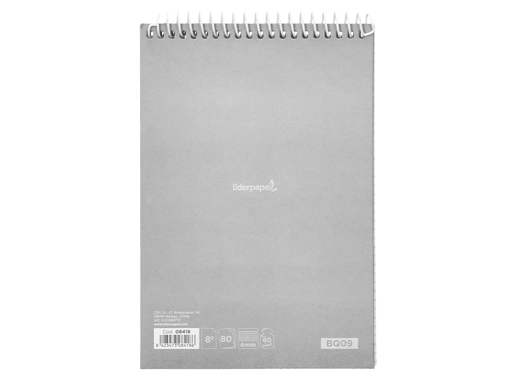 CUADERNO ESPIRAL LIDERPAPEL BOLSILLO OCTAVO APAISADO WITTY TAPADURA 80H 75GR CUADRO 4 MM COLORES SURTIDOS