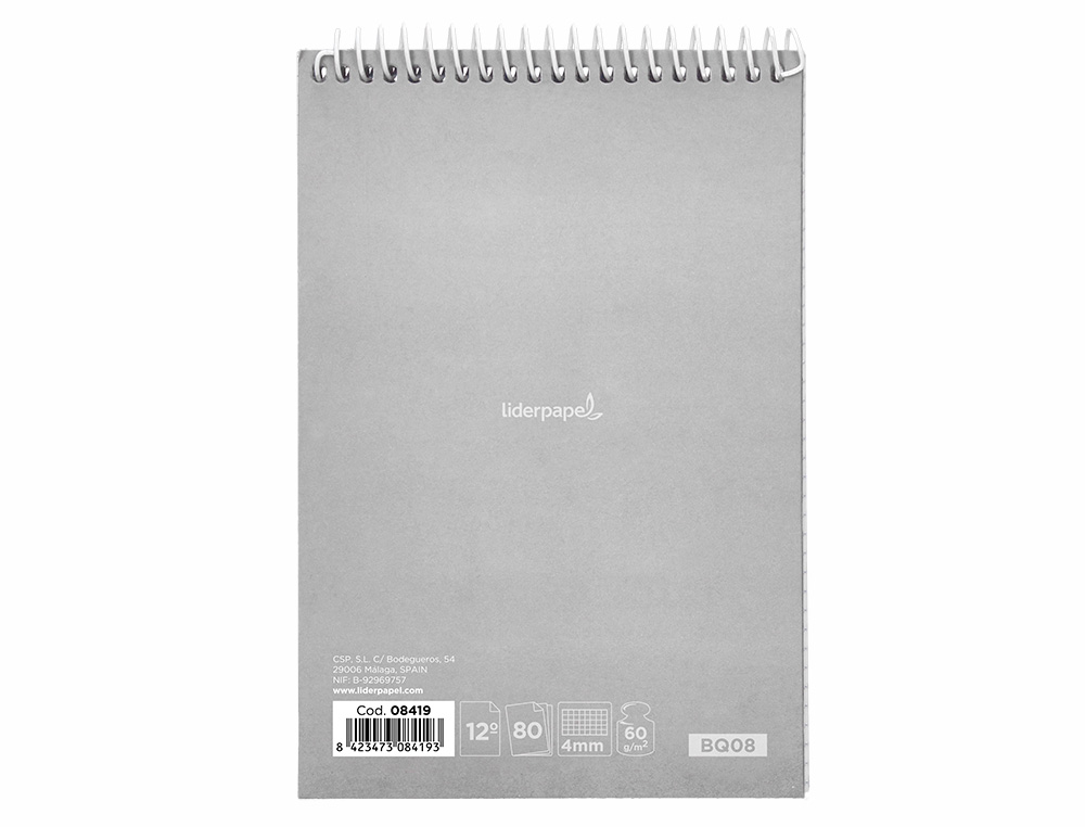 CUADERNO ESPIRAL LIDERPAPEL BOLSILLO DOCEAVO APAISADO WITTY TAPA DURA 80H 75GR CUADRO 4 MM COLORES SURTIDOS