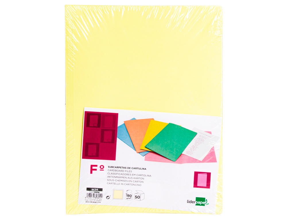 SUBCARPETA LIDERPAPEL FOLIO AMARILLO PASTEL 180G/M2