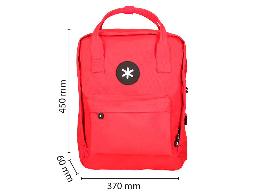 MOCHILA ANTARTIK 2 ASAS Y BOLSILLOS EXTERIORES COLOR ROJO 300X115X390 MM