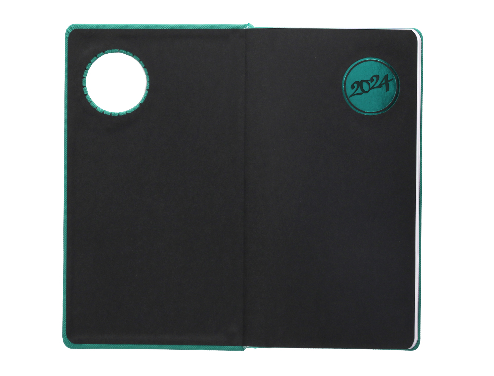 AGENDA ENCUADERNADA LIDERPAPEL KILKIS 8X15 CM 2024 SEMANA VISTA COLOR TURQUESA PAPEL 70 GR