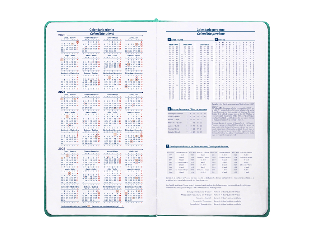 AGENDA ENCUADERNADA LIDERPAPEL KILKIS 8X15 CM 2024 SEMANA VISTA COLOR TURQUESA PAPEL 70 GR