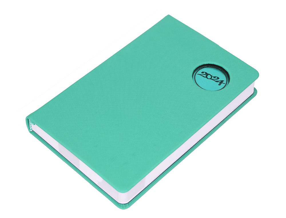 AGENDA ENCUADERNADA LIDERPAPEL KILKIS 8X15 CM 2024 SEMANA VISTA COLOR TURQUESA PAPEL 70 GR