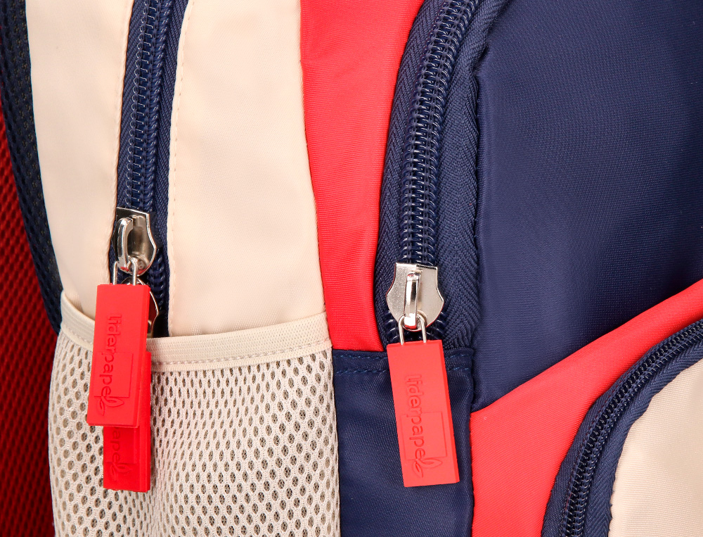 MOCHILA ESCOLAR LIDERPAPEL MULTIBOLSILLO INFANTIL AZUL MARINO ROJO BEIGE 350X110X270 MM
