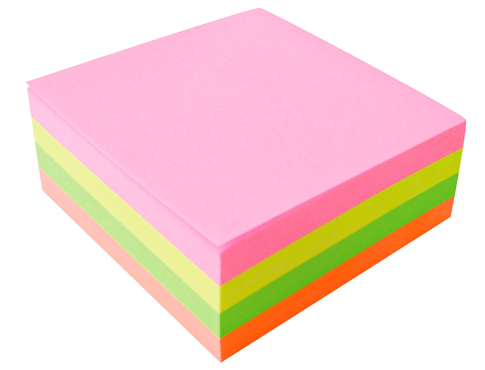 BLOC DE NOTAS ADHESIVAS QUITA Y PON Q-CONNECT 76X76 MM FLUORESCENTE CON 320 HOJAS