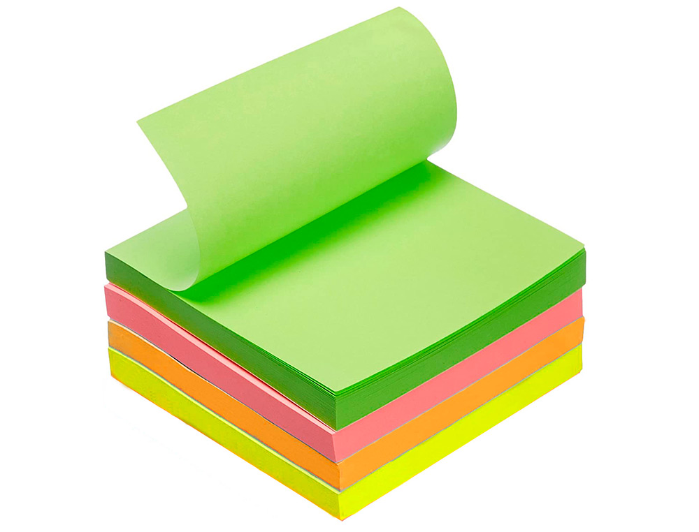 BLOC DE NOTAS ADHESIVAS QUITA Y PON Q-CONNECT 76X76 MM FLUORESCENTE CON 320 HOJAS