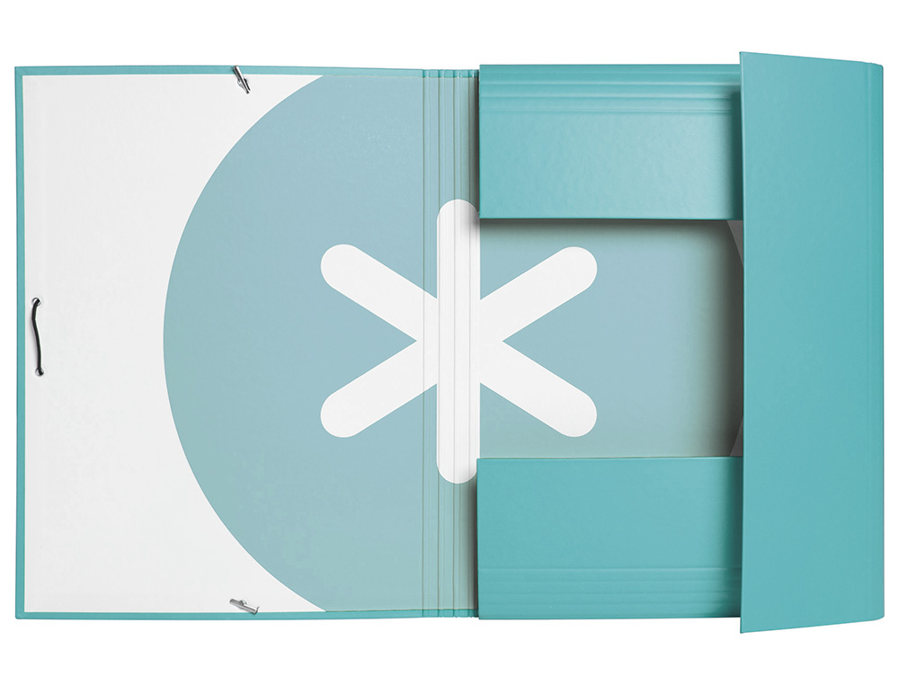 CARPETA LIDERPAPEL ANTARTIK GOMAS A4 3 SOLAPAS CARTON FORRADO COLOR MENTA