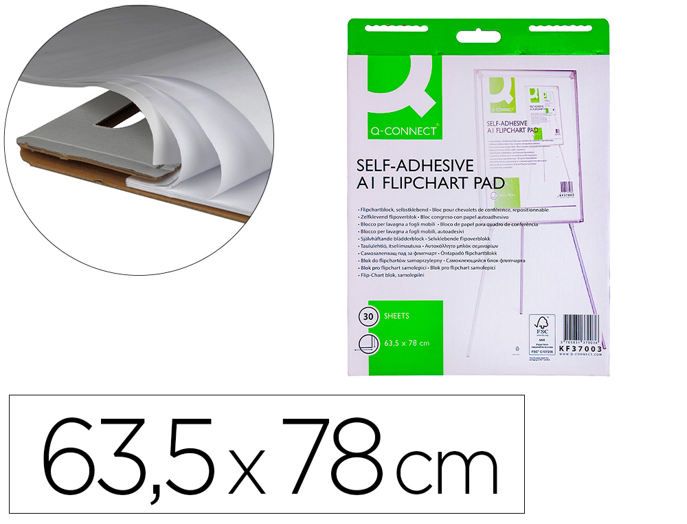 BLOC CONGRESO Q-CONNECT PAPEL AUTOADHESIVO 635X830 MM 30 HOJAS 70G/M2