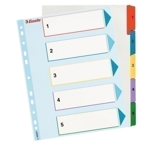 INDICE ESSELTE CARTULINA MYLAR BORRABLE NUMERICO A4+ pestaas 1- 5 11 taladros