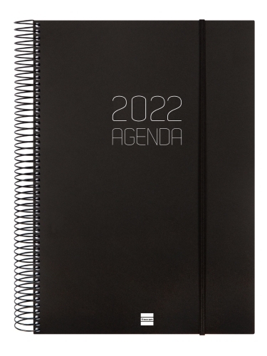AGENDA ANUAL (2022) FINOCAM ESPIRAL OPAQUE ESPIRAL tapa PP con GOMA E40 21x29,7 D/P NEGRO